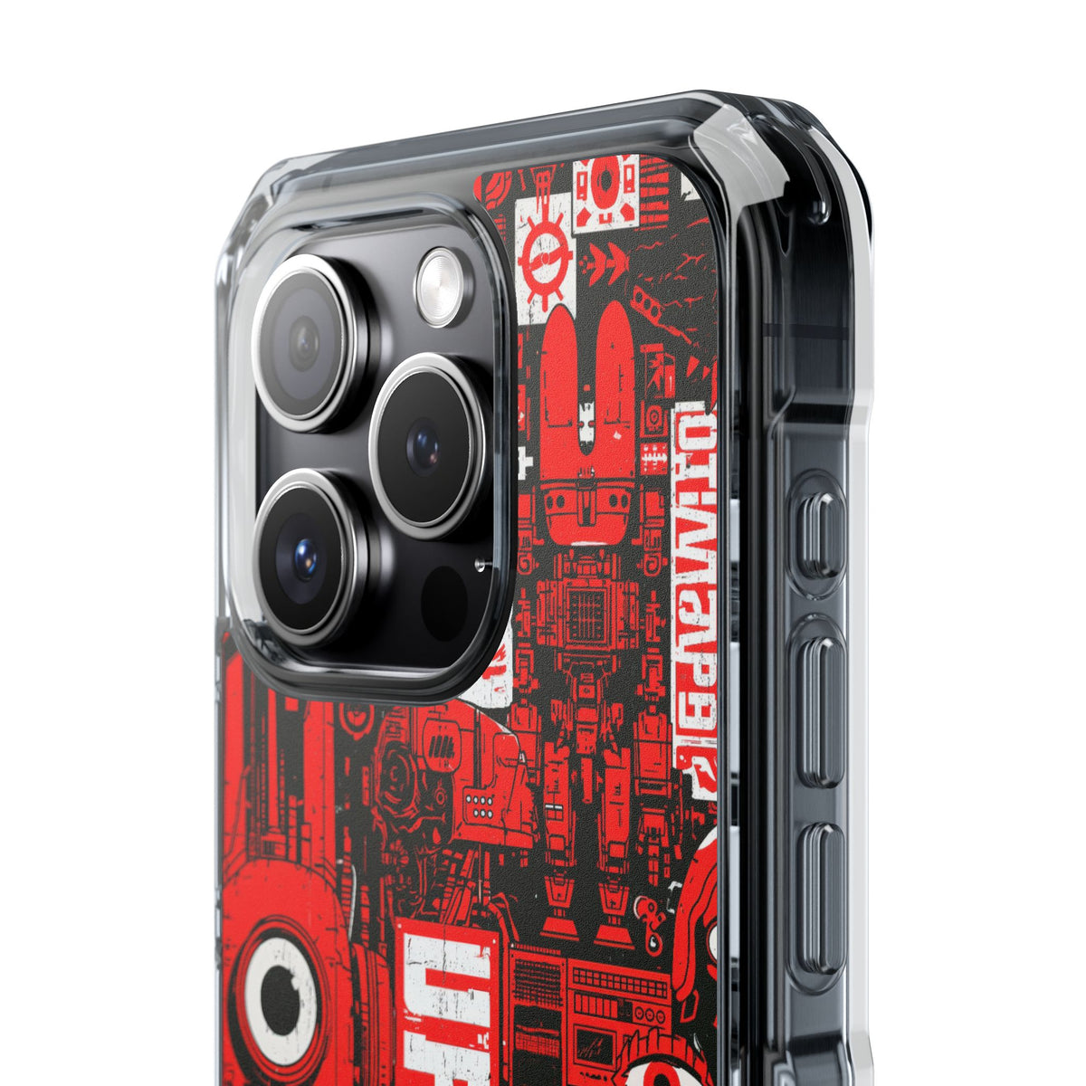 Neo Mecha Collage · Clear Impact Magnetic Phone Case for iPhone · Red