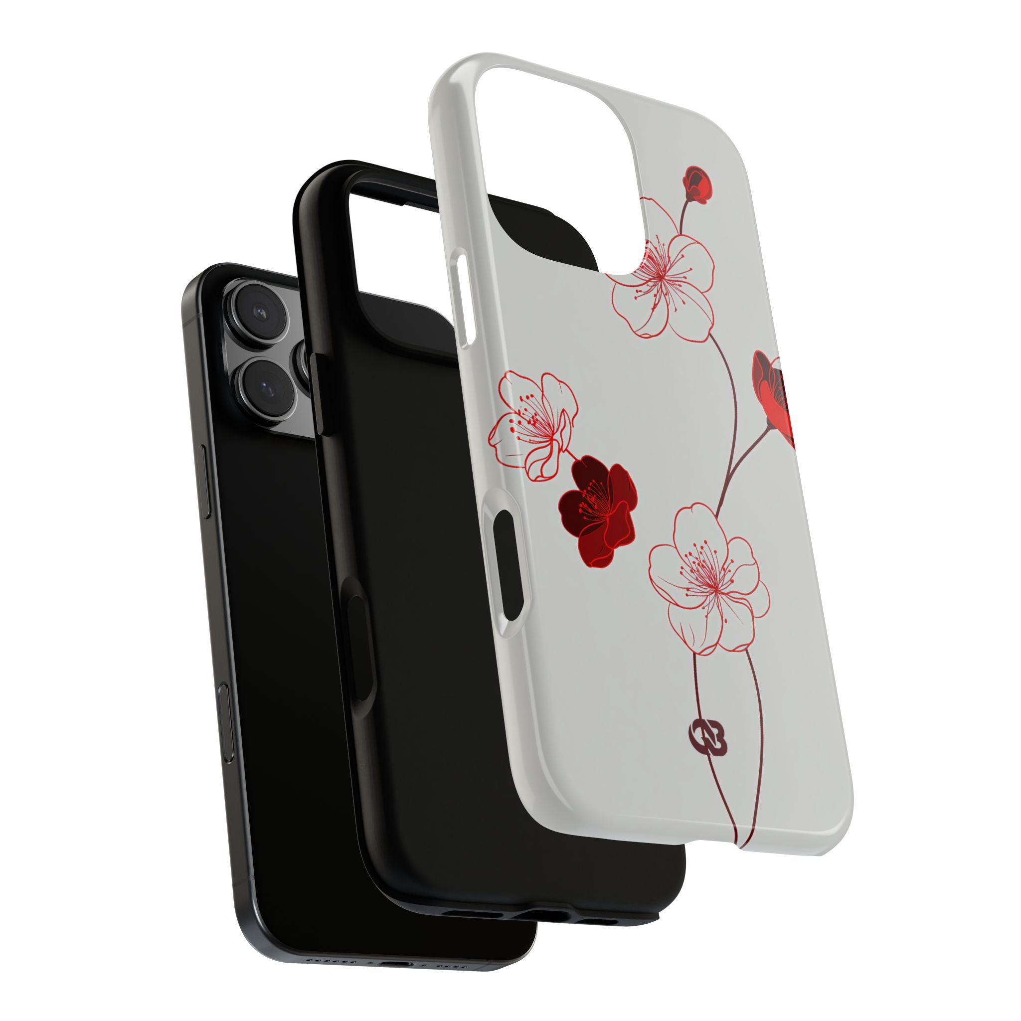 Red Tough Phone Case for iPhone - Kyoto Ember Bloom
