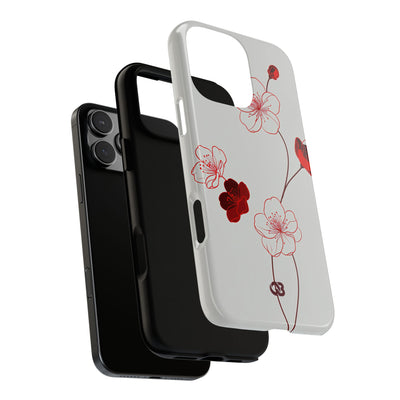 Red Tough Phone Case for iPhone - Kyoto Ember Bloom