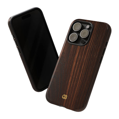 Brown Tough Phone Case for iPhone - Burnished Mahogany Grain