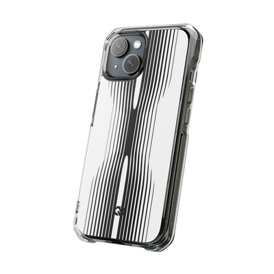White Impact MagSafe Phone Case for iPhone - Kinetic Mono Distortion