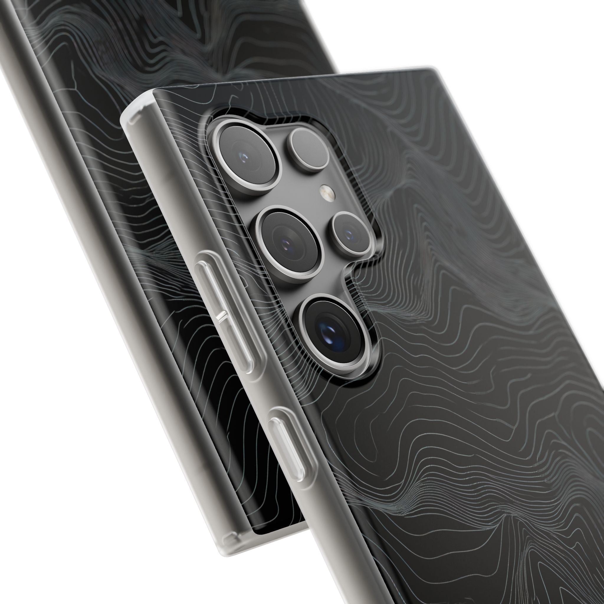 Black Lite Phone Case for Samsung - Obsidian Topo Wireframe