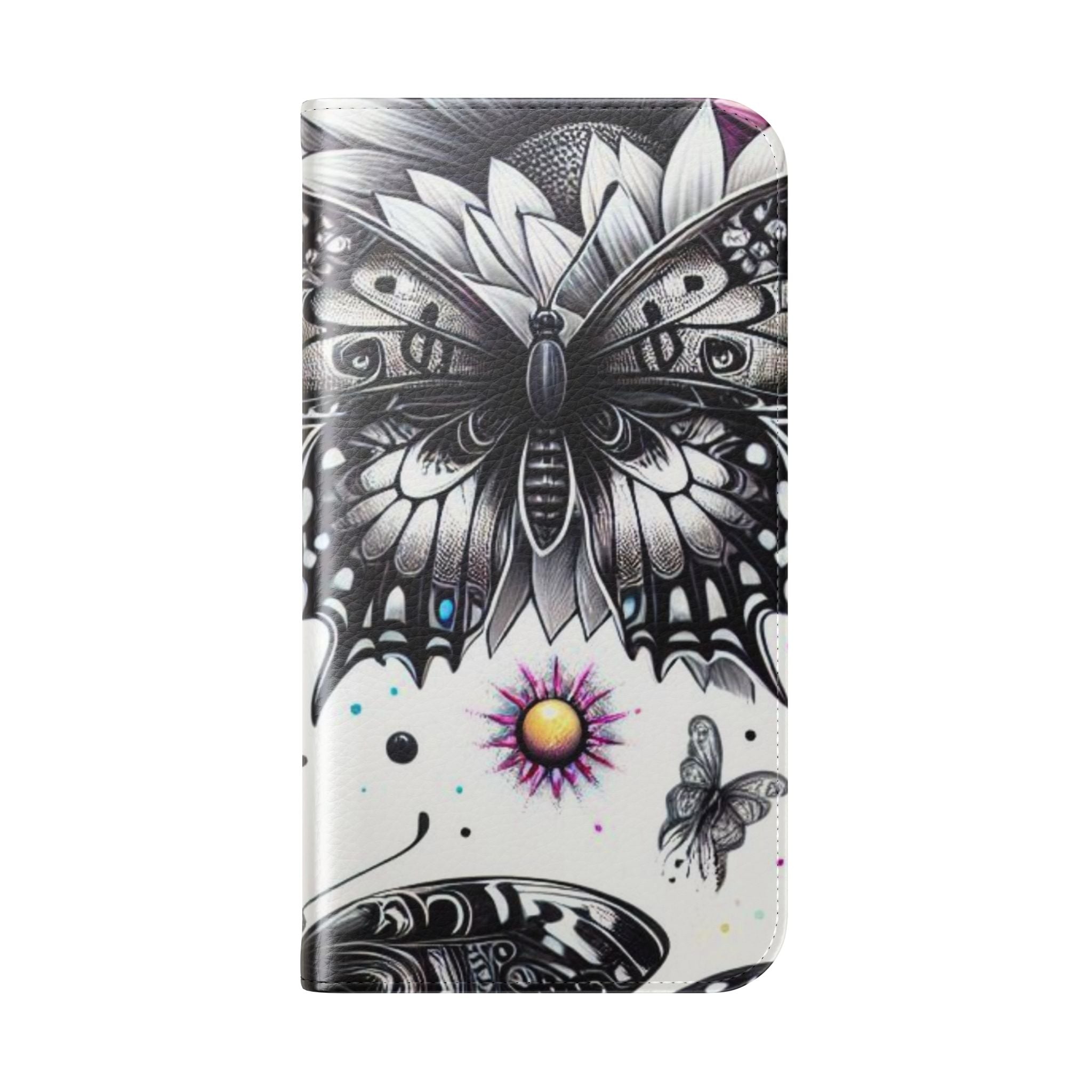 Monochrome Flutter - iPhone 15 Pro Case - Wallet