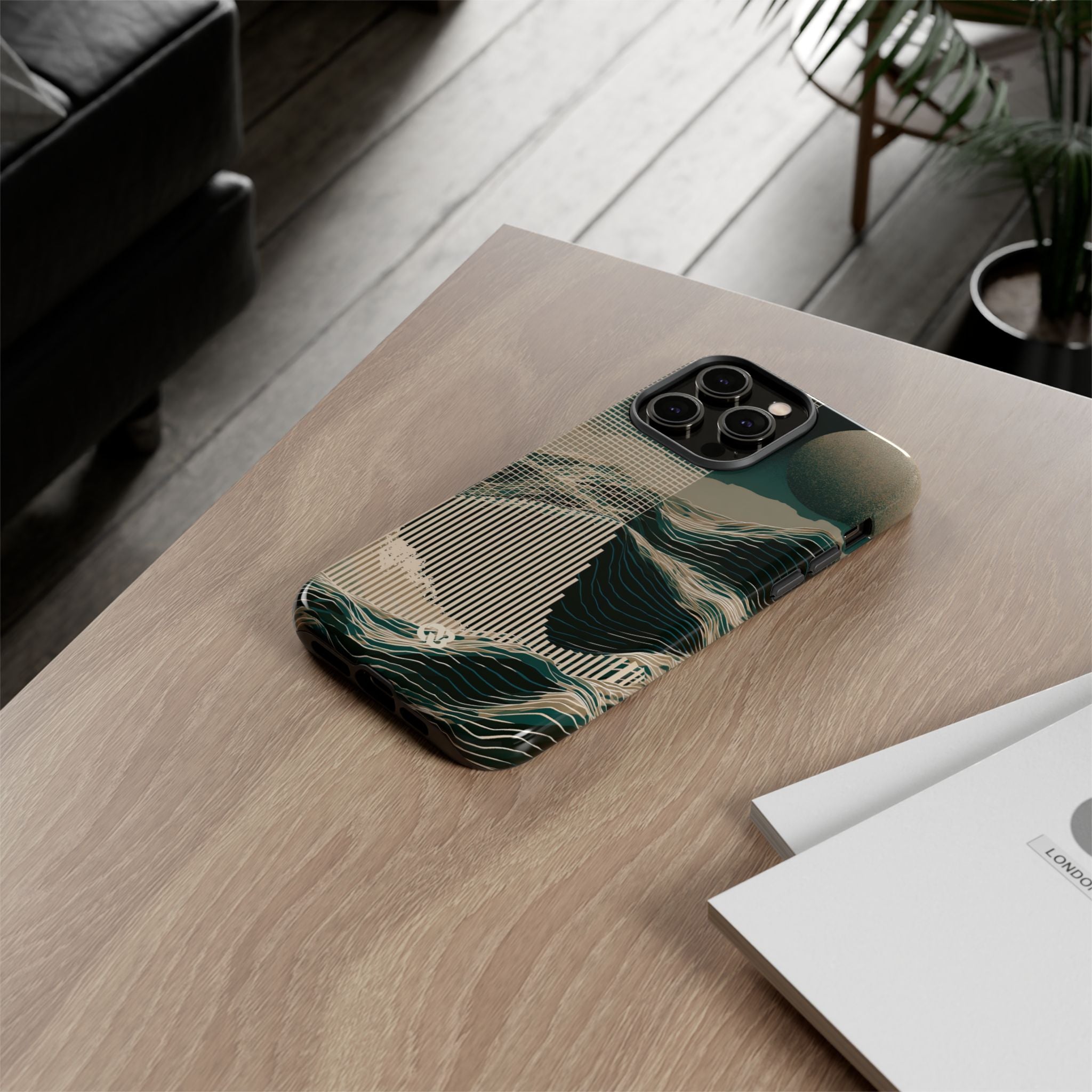 Green Tough Phone Case for iPhone - Lunar Moss Topography