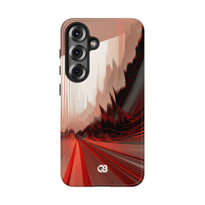 Red Tough Phone Case for Samsung - Crimson Pulse Horizon