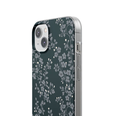 Black Lite Phone Case for iPhone - Midnight Slate Blossom