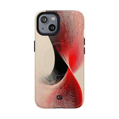 Red Tough 2.0 Magsafe Phone Case for iPhone - Scarlet Wireframe Helix
