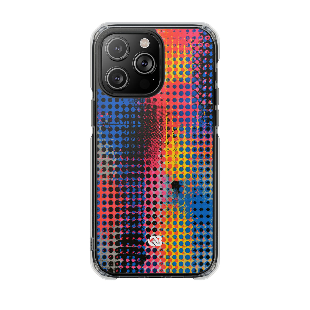 Chromatic Halftone Grid · Clear Impact Magnetic Phone Case for iPhone ·  Blue