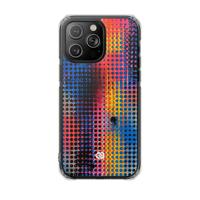 Chromatic Halftone Grid · Clear Impact Magnetic Phone Case for iPhone ·  Blue