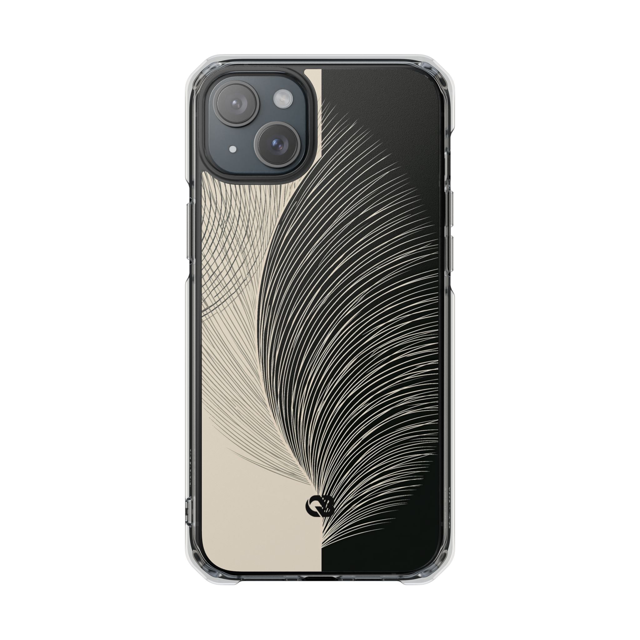Beige Impact MagSafe Phone Case for iPhone - Obsidian Cream Plume