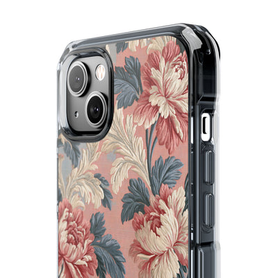 Blush Peony Jacquard · Clear Impact Magnetic Phone Case for iPhone ·  Pink
