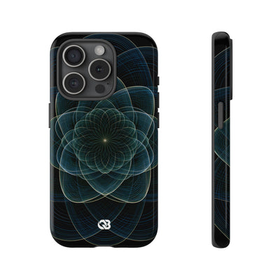 Blue Tough Phone Case for iPhone - Celestial Wireframe Bloom