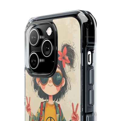 Retro Peace Girl · Impact Hoesje voor iPhone · Magsafe