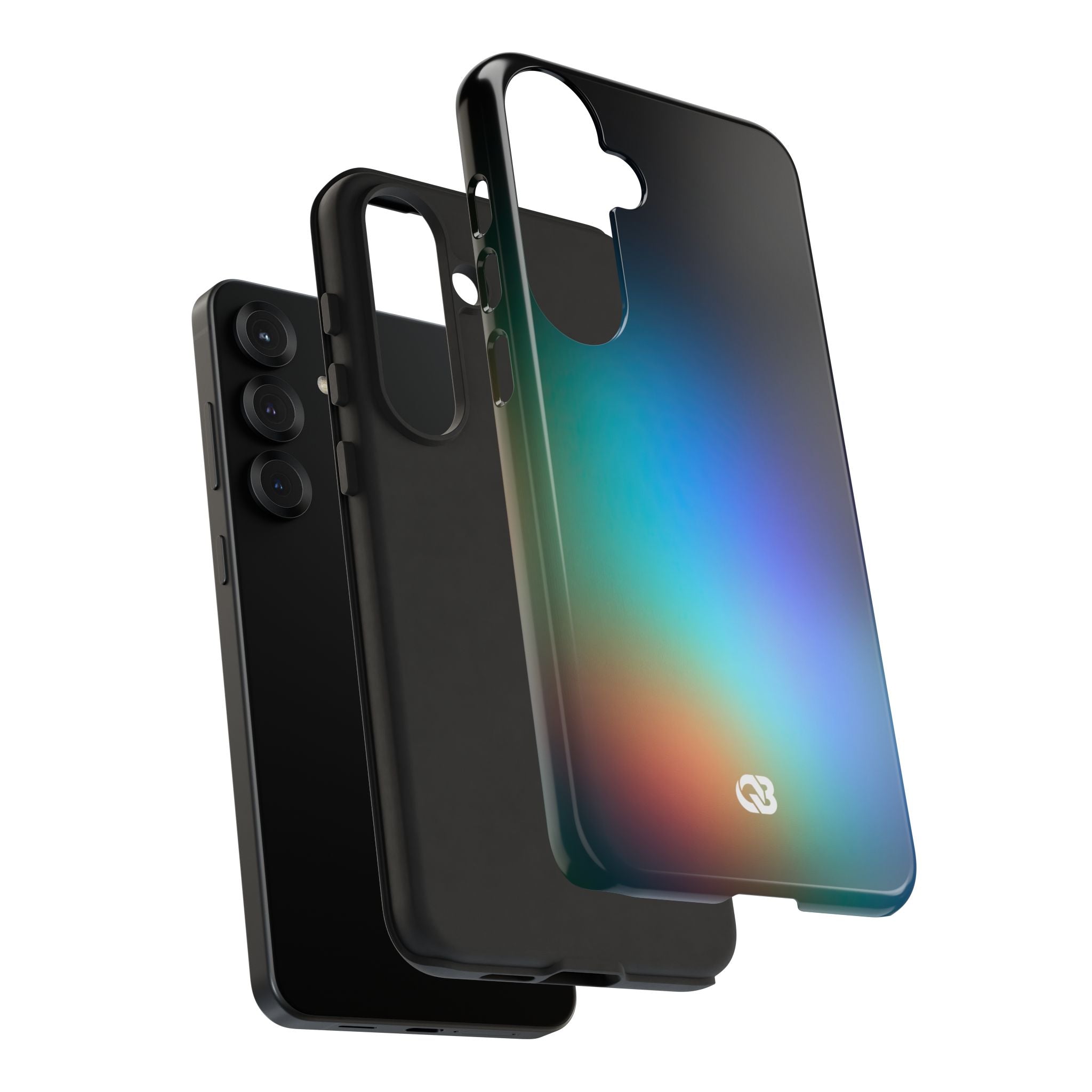Black Tough Phone Case for Samsung - Electric Prism Grain
