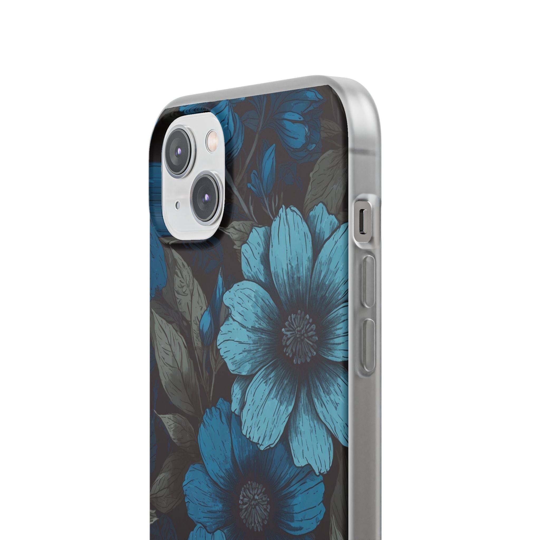 Obsidian Blue Petals · Soft Phone Case for iPhone