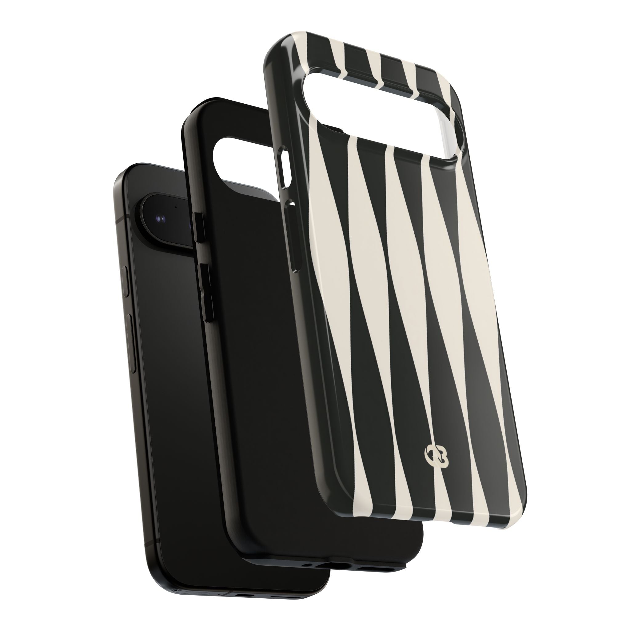 Black Tough Phone Case for Google Pixel - Ivory Spindle Grid