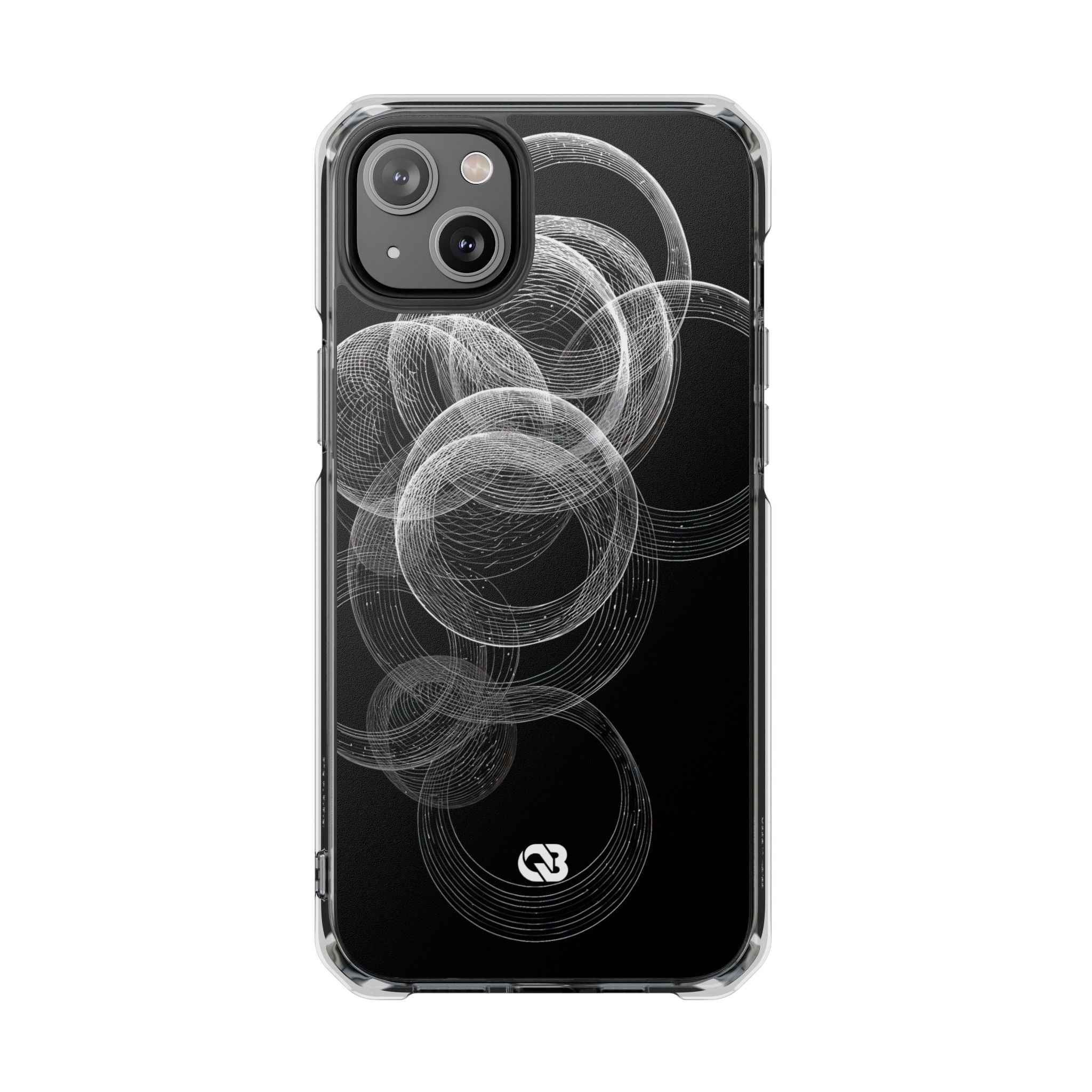 Black Impact MagSafe Phone Case for iPhone - Kinetic Wireframe Orbit