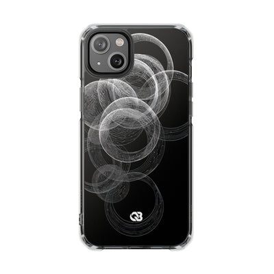 Black Impact MagSafe Phone Case for iPhone - Kinetic Wireframe Orbit