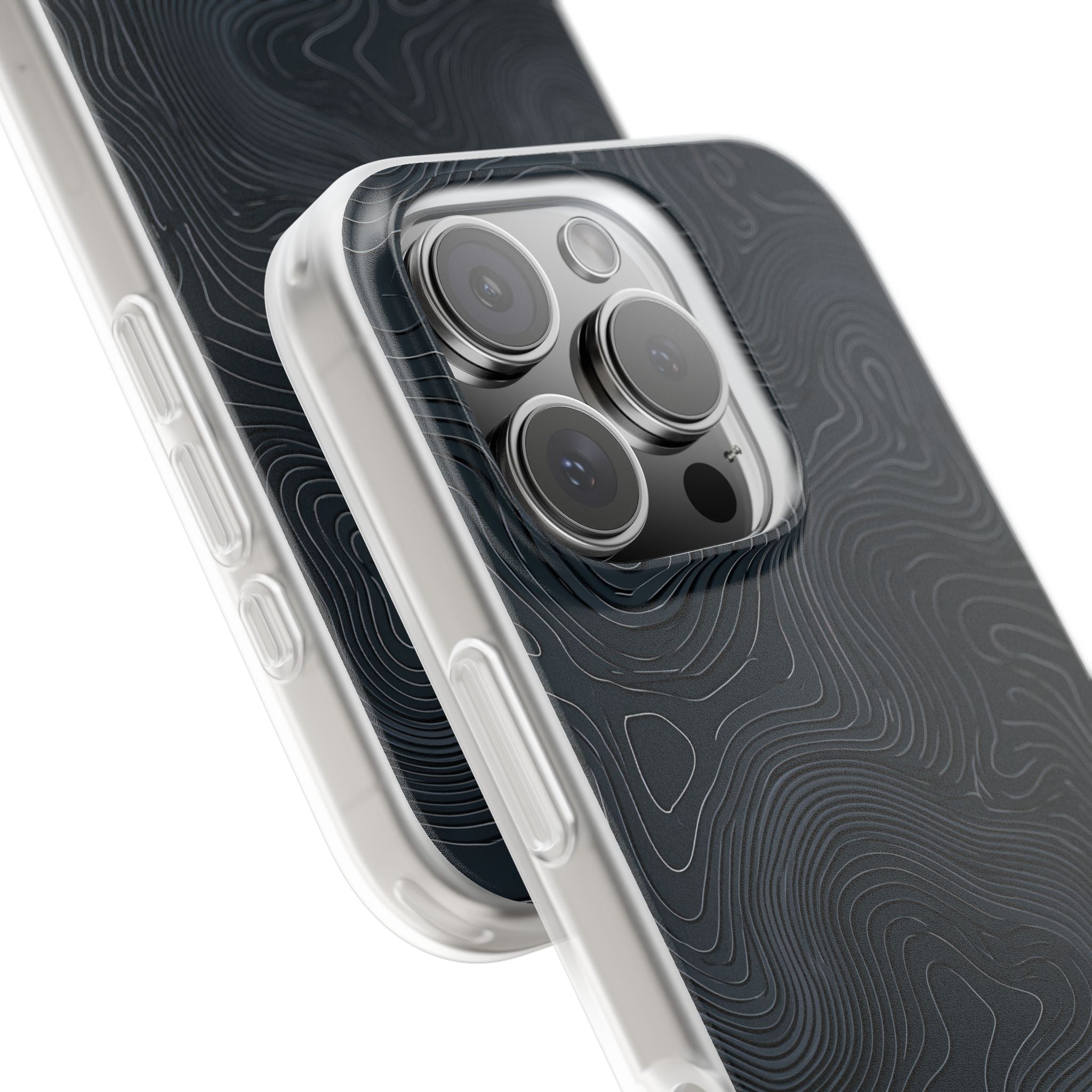 Black Lite Phone Case for iPhone - Obsidian Ridge Topo