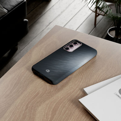 Grey Tough Phone Case for Samsung - Charcoal Brushed Steel