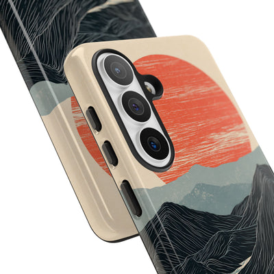 Beige Tough Phone Case for Samsung - Crimson Ridge Flow