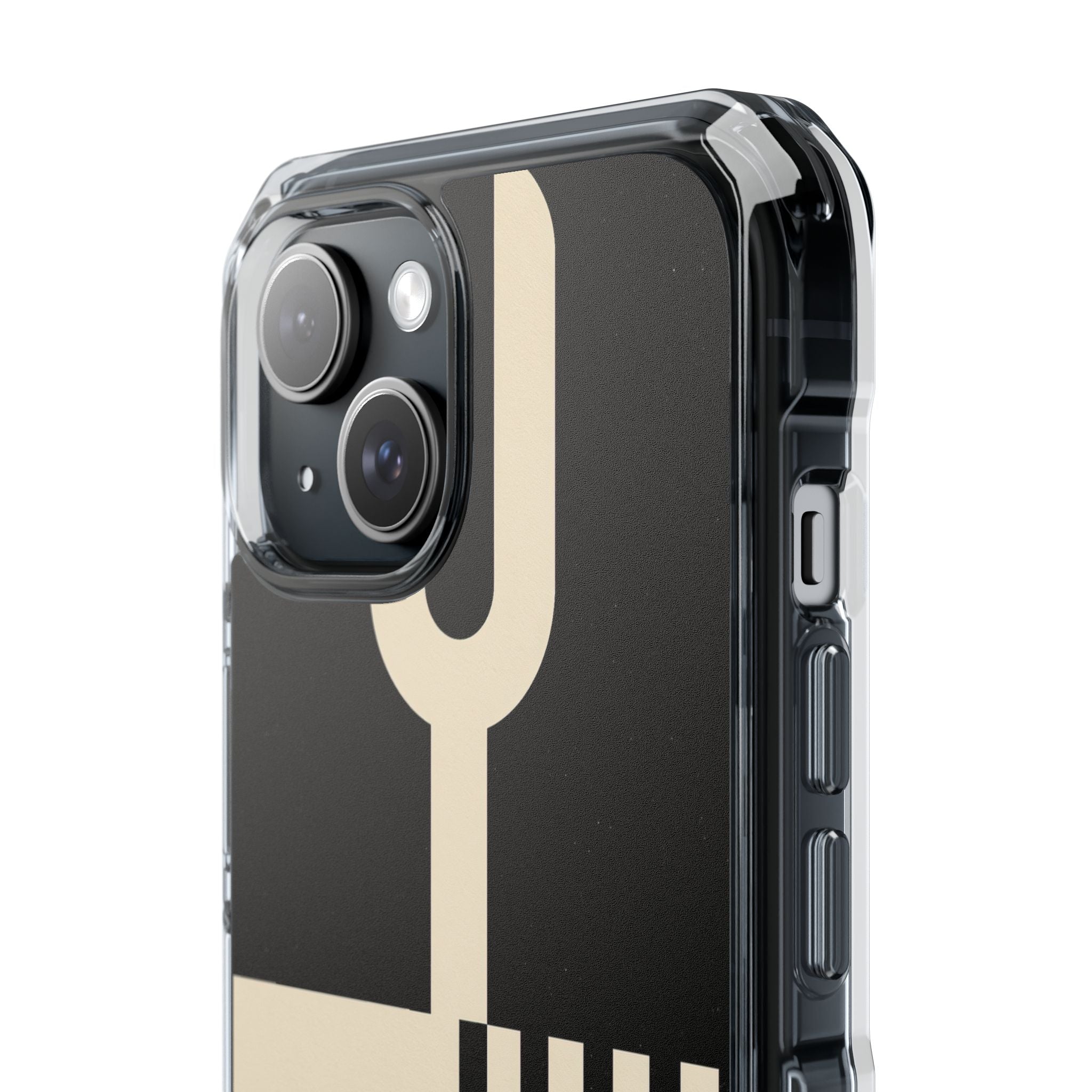 Black Impact MagSafe Phone Case for iPhone - Ivory Signal Grid