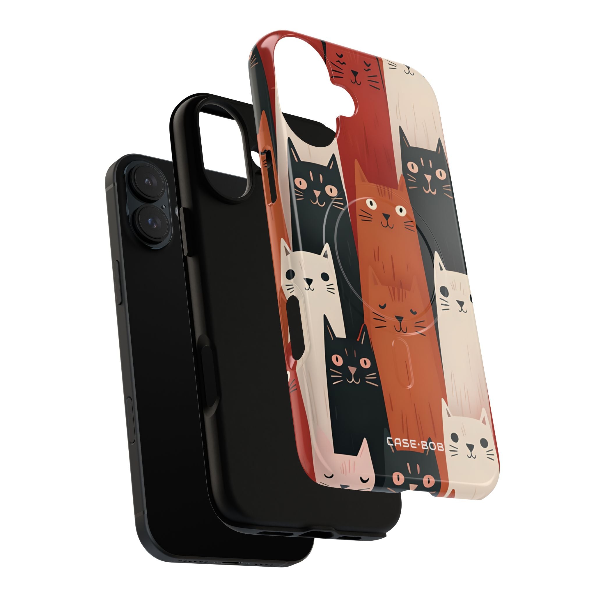 Elongated Cats Zwart iPhone 16 Plus Case - Tough+