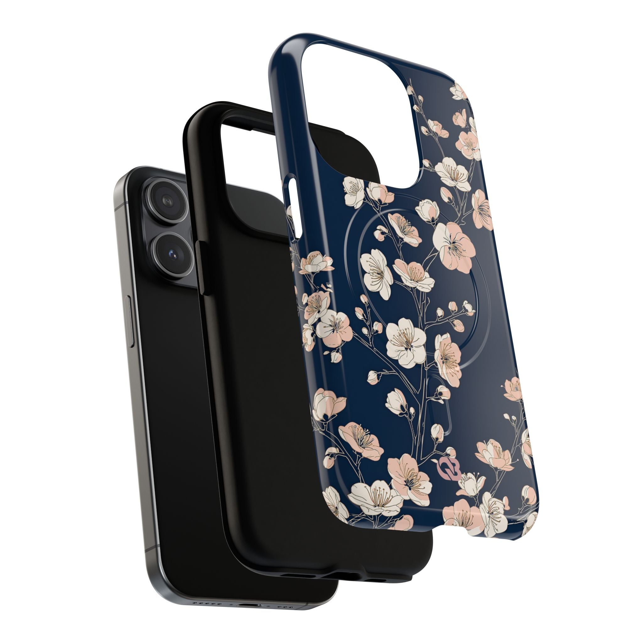 Blue Tough 2.0 Magsafe Phone Case for iPhone - Midnight Peach Sakura