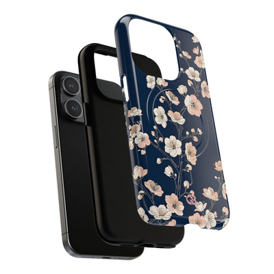 Blue Tough 2.0 Magsafe Phone Case for iPhone - Midnight Peach Sakura