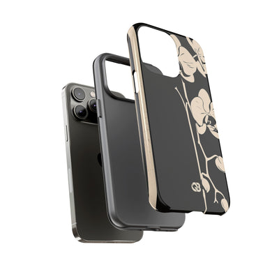 Black Tough Phone Case for iPhone - Obsidian Bone Orchid