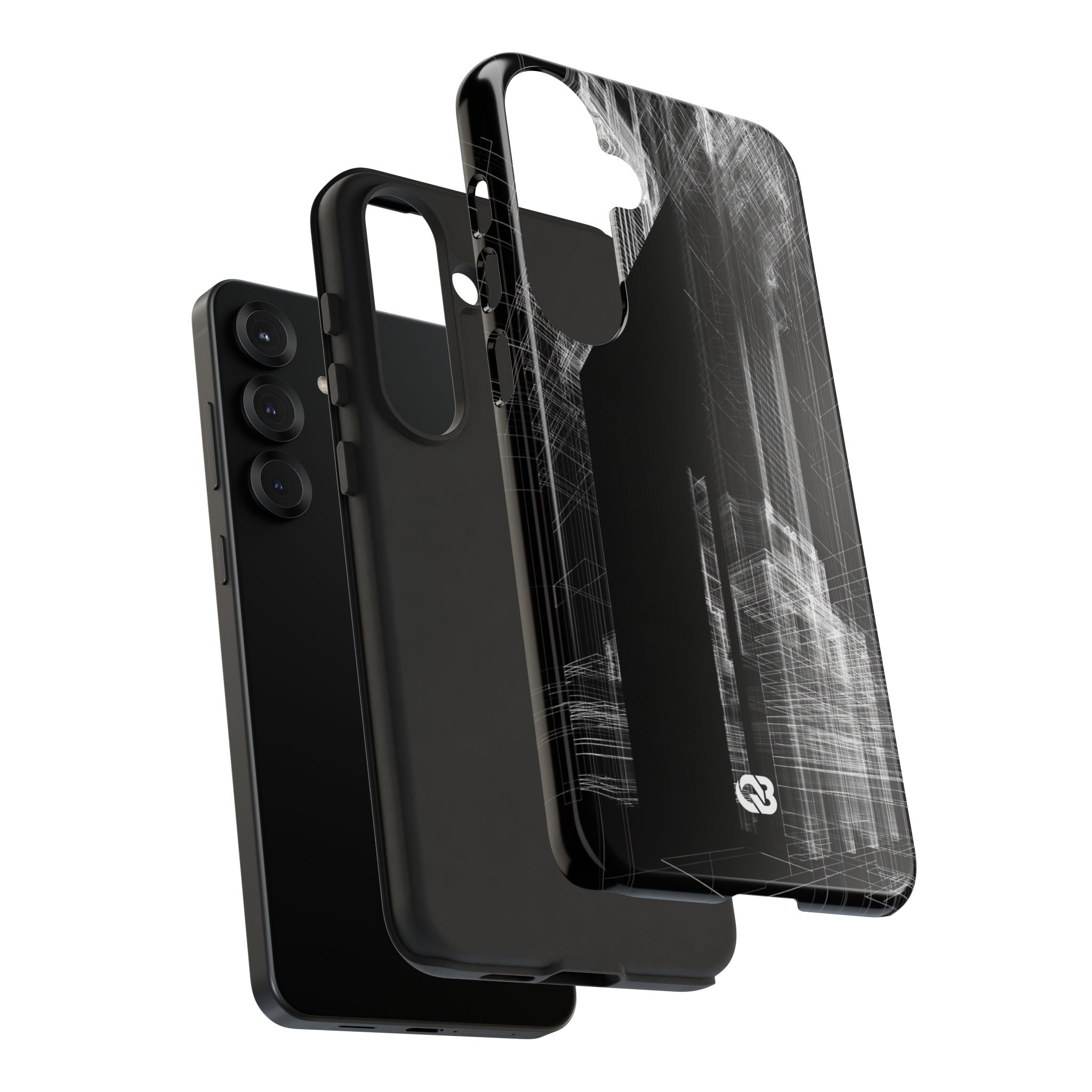 Black Tough Phone Case for Samsung - Ghost Urban Wireframe