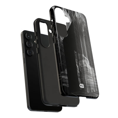Black Tough Phone Case for Samsung - Ghost Urban Wireframe