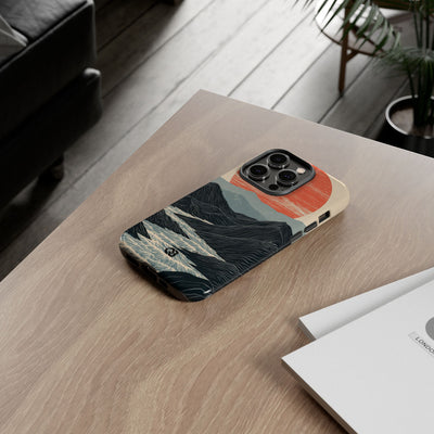 Beige Tough Phone Case for iPhone - Crimson Ridge Flow