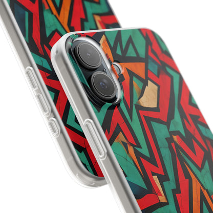 Crimson Zigzag iPhone 16 Plus Case - Zacht