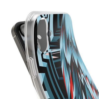 Blue Lite Phone Case for iPhone - Glitch Peak Cyan