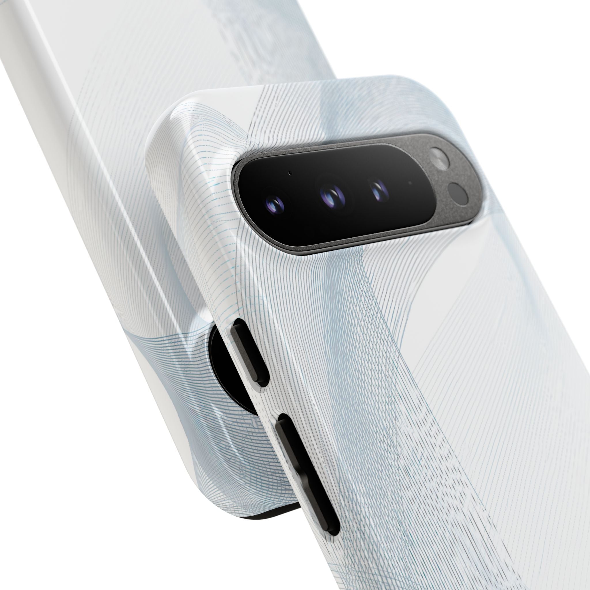 White Tough Phone Case for Google Pixel - Arctic Line Current