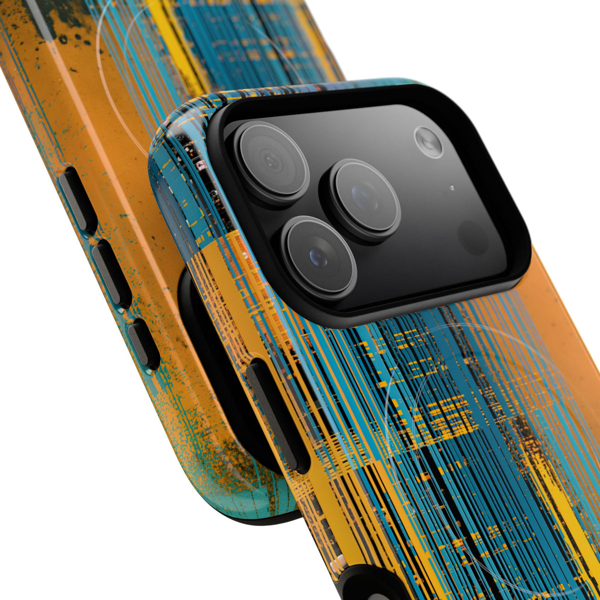 Cyber Glitch Stream · Tough 2.0 Magnetic Phone Case for iPhone · Teal