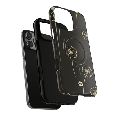 Black Tough 2.0 Magsafe Phone Case for iPhone - Obsidian Sand Petals