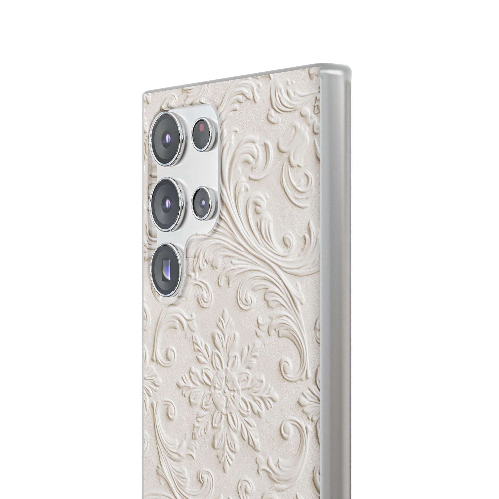White Lite Phone Case for Samsung - Alabaster Floral Relief