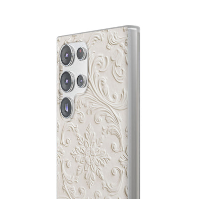 White Lite Phone Case for Samsung - Alabaster Floral Relief