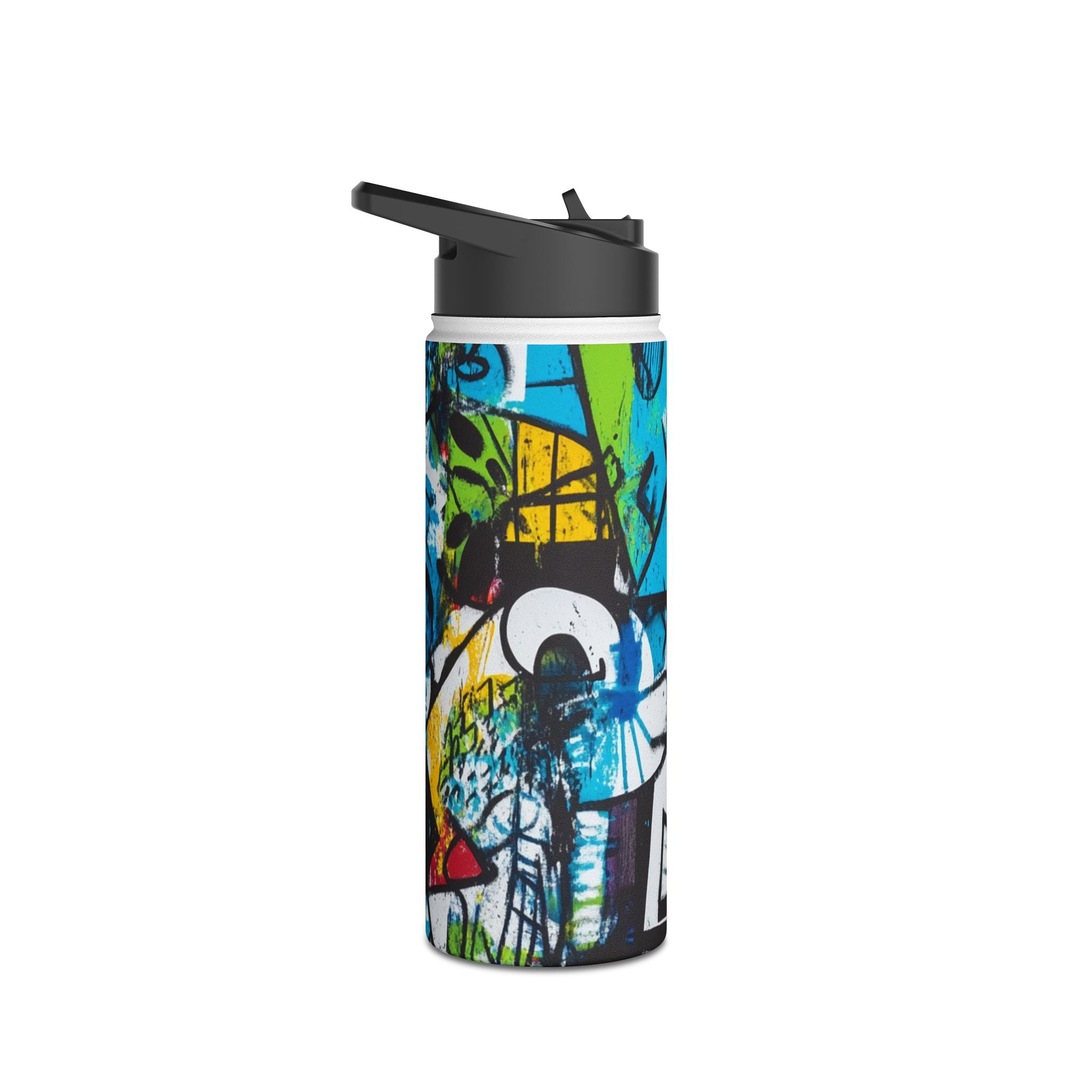 Bold Shapes Blue - Stainless Steel Water Bottle