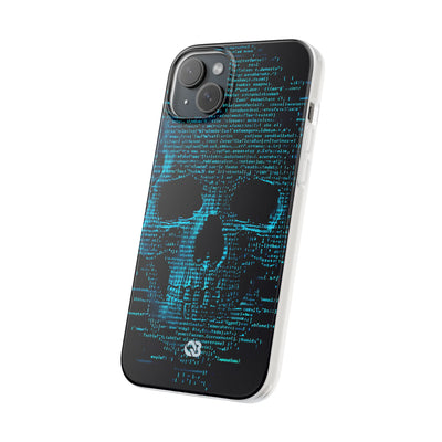 Cyan Glitch Skull · Soft Phone Case for iPhone