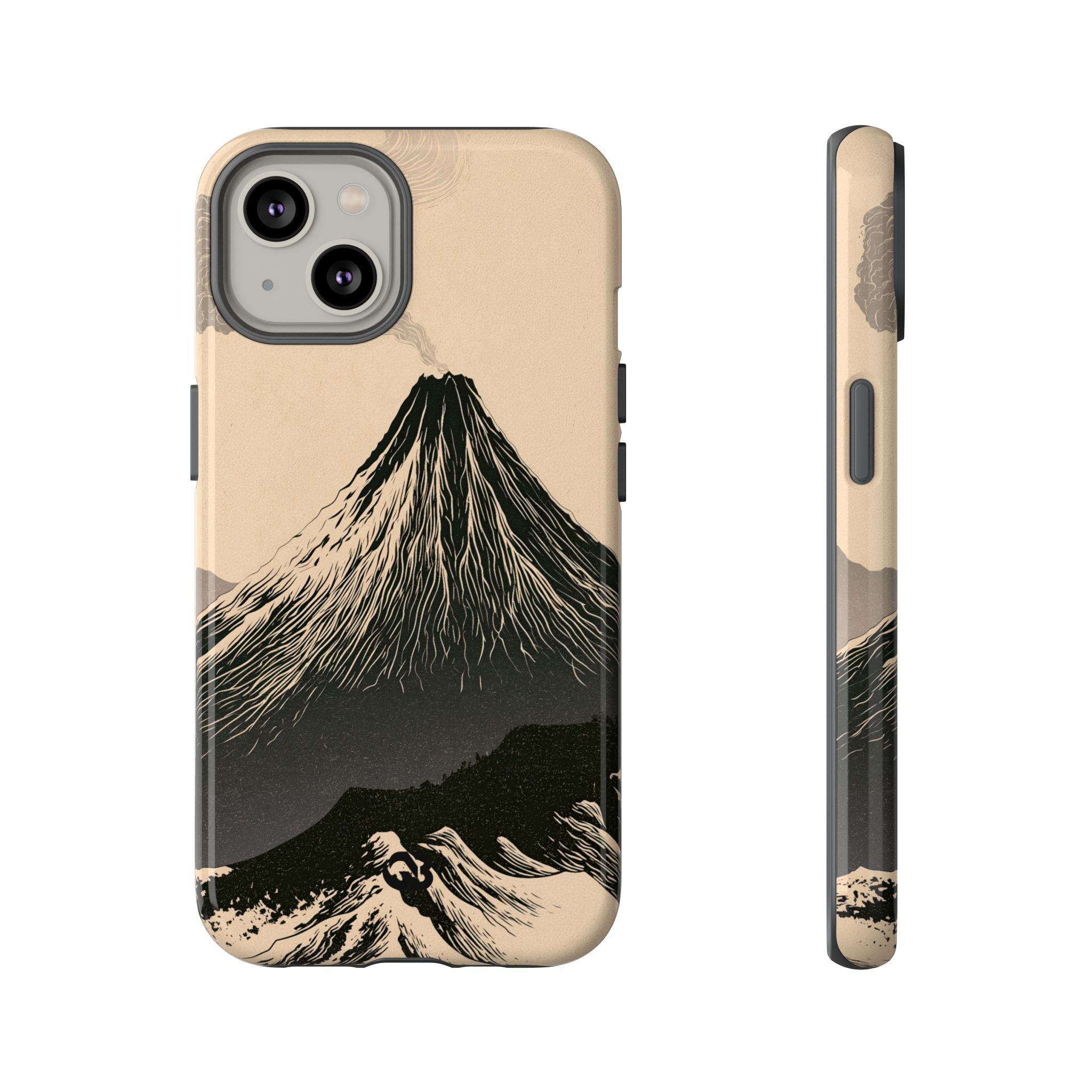 Beige Tough Phone Case for iPhone - Obsidian Ink Summit
