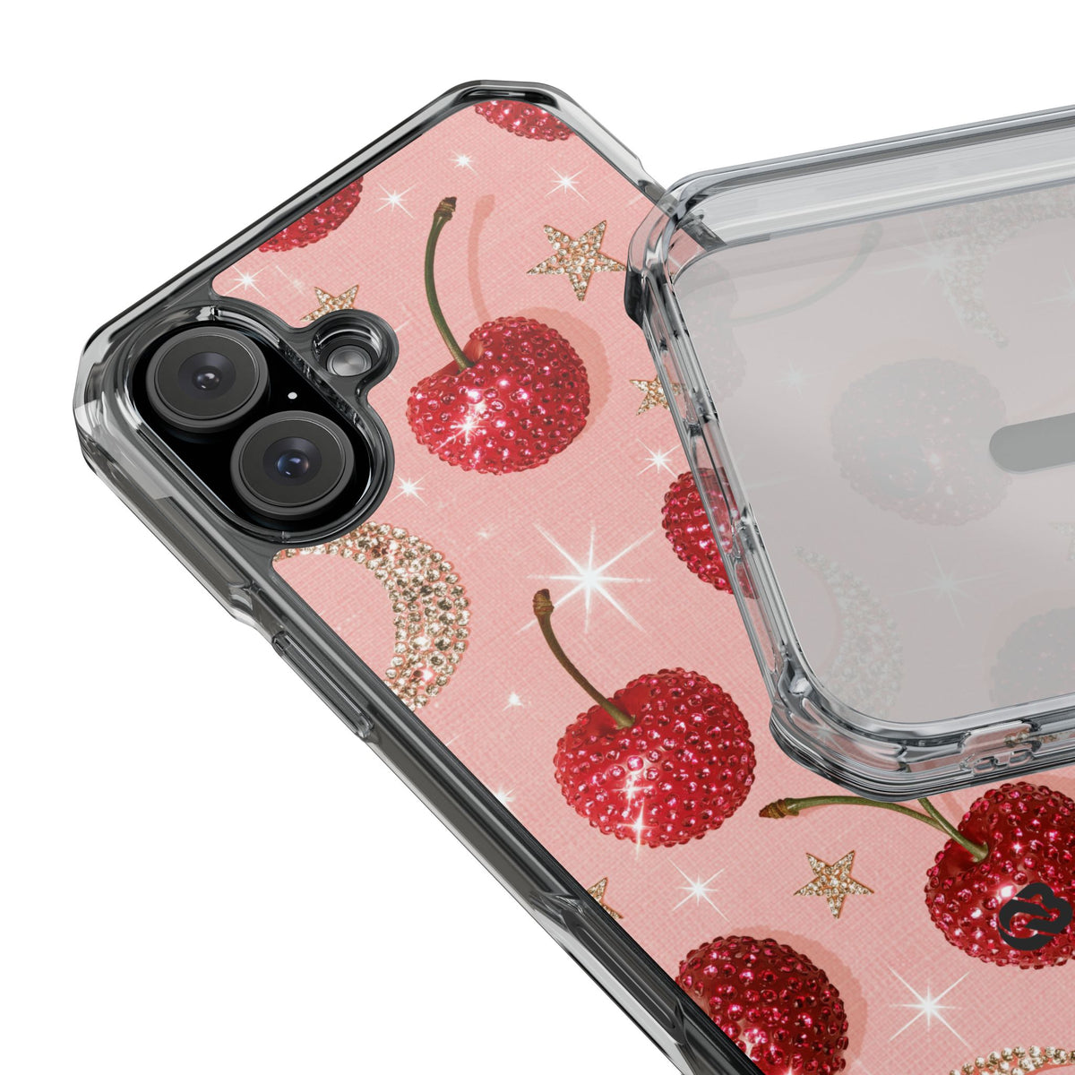 Bedazzled Ruby Cherries · Clear Impact Magnetic Phone Case for iPhone · Pink