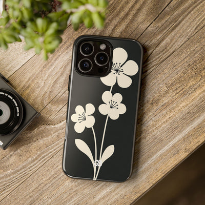 Black Tough Phone Case for iPhone - Obsidian Cream Bloom