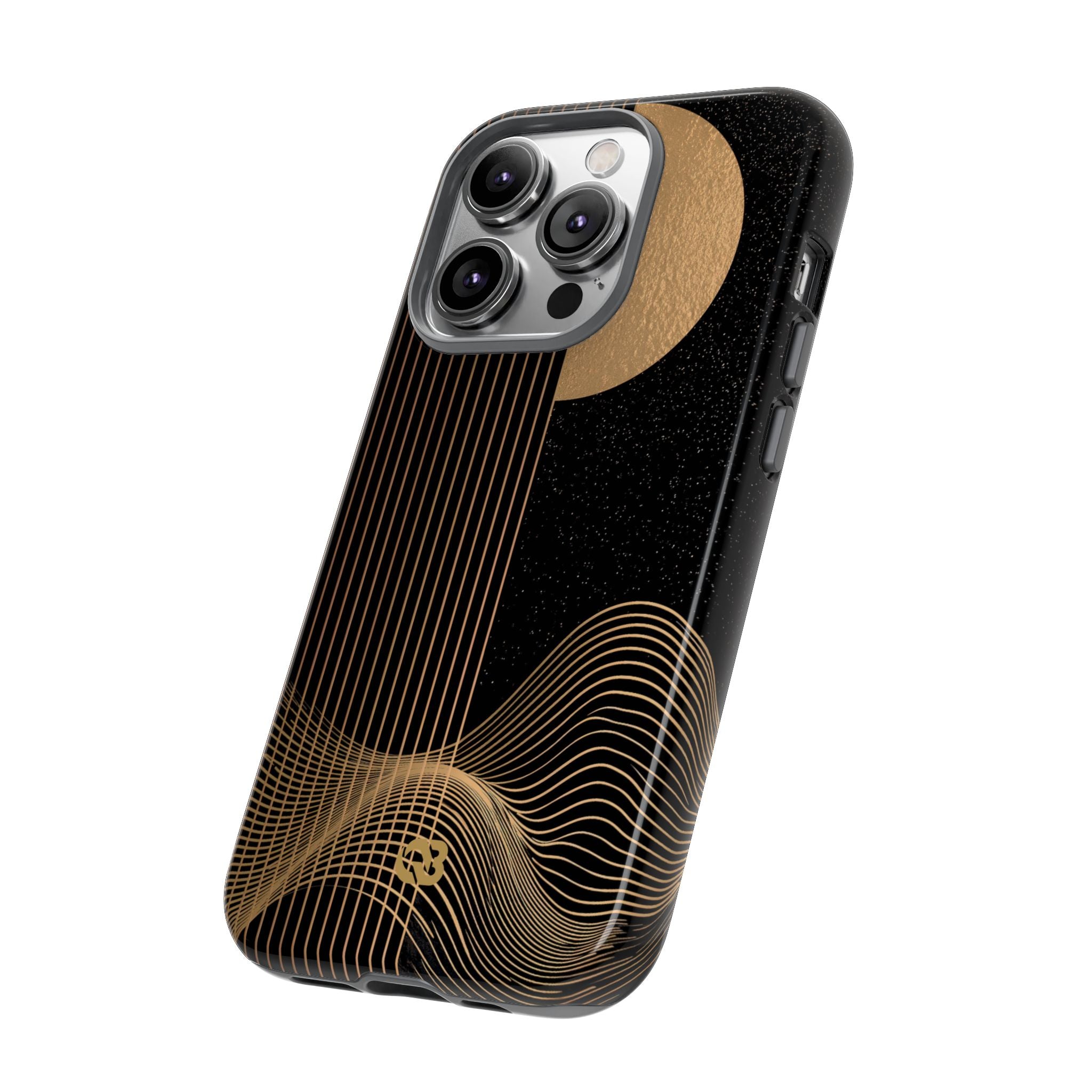 Gold Tough Phone Case for iPhone - Gilded Obsidian Dunes