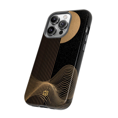 Gold Tough Phone Case for iPhone - Gilded Obsidian Dunes