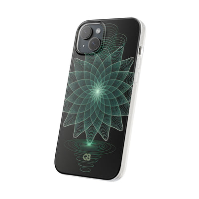 Green Lite Phone Case for iPhone - Cyan Signal Bloom