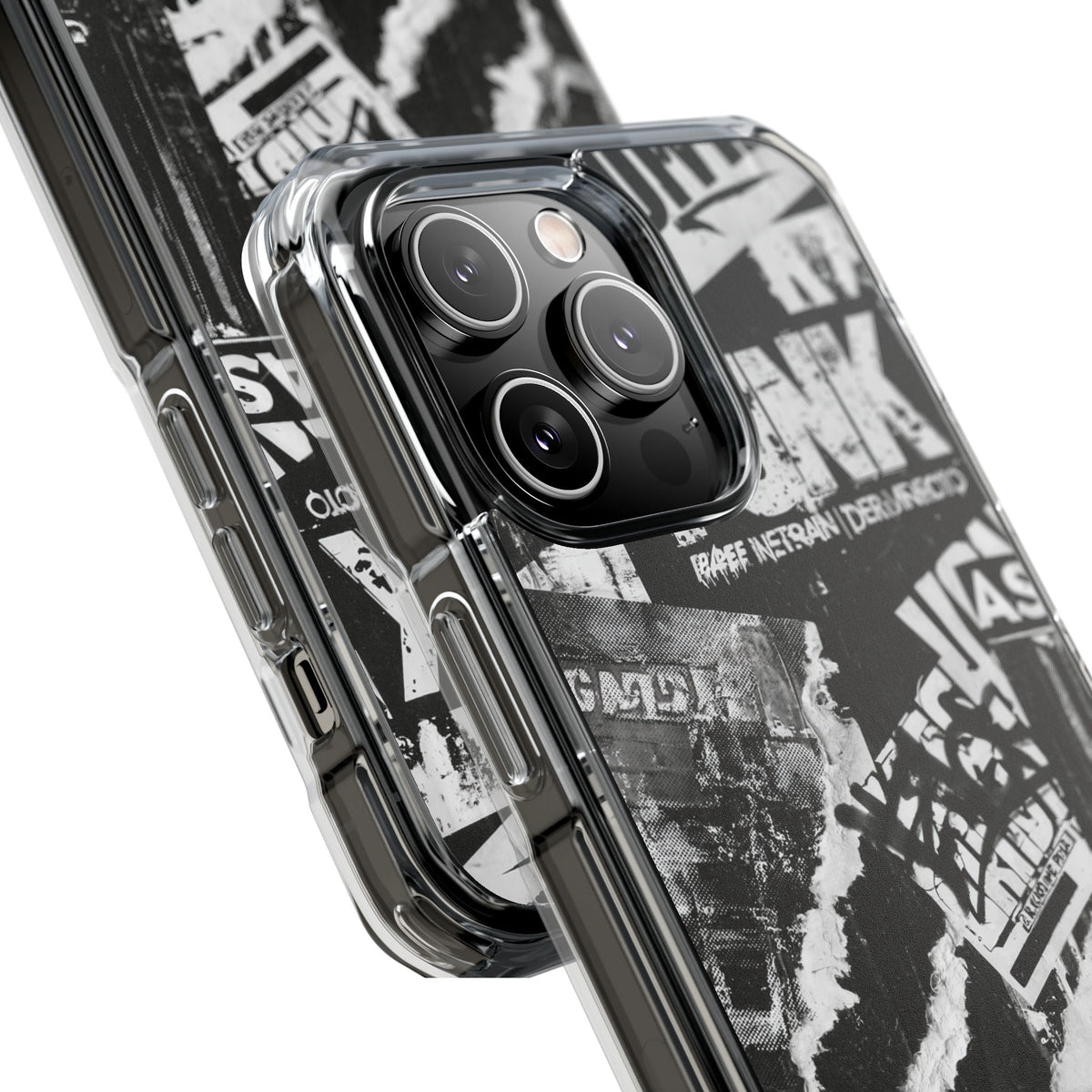 Underground Punk Collage · Clear Impact Magnetic Phone Case for iPhone · Black