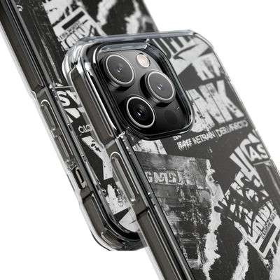 Underground Punk Collage · Clear Impact Magnetic Phone Case for iPhone · Black